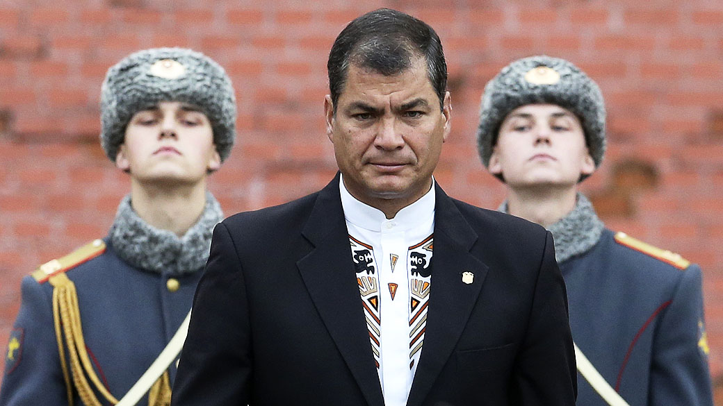 Presidente do Equador, Rafael Correa, durante uma visita à Rússia