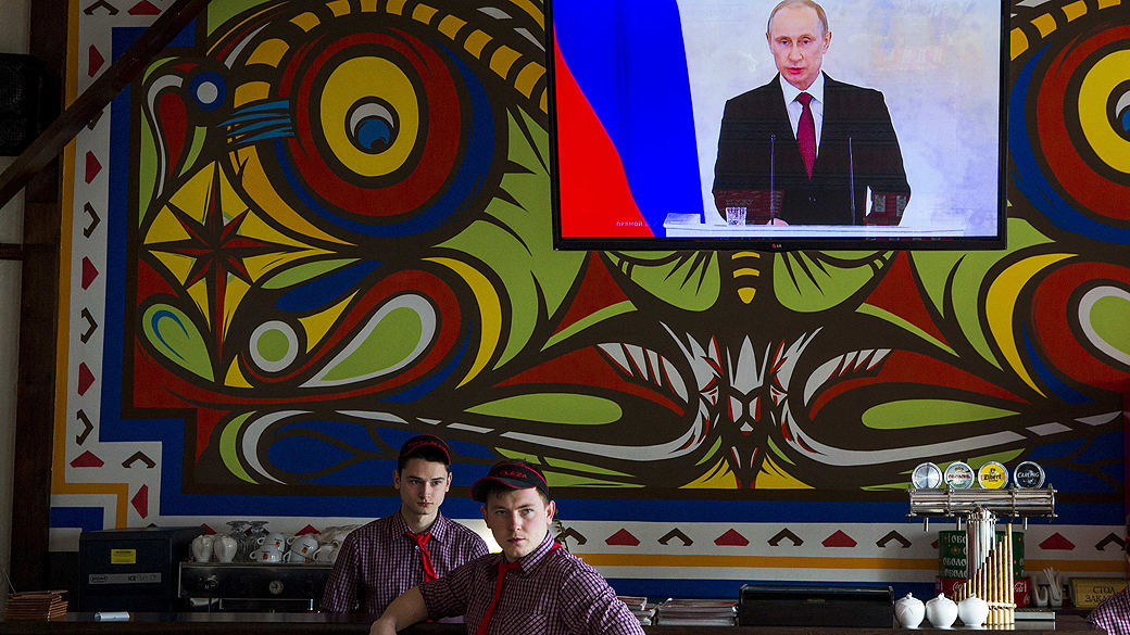 O presidente da Rússia, Vladimir Putin, durante o discurso ao Parlamento sobre o referendo realizado na região ucraniana da Crimeia