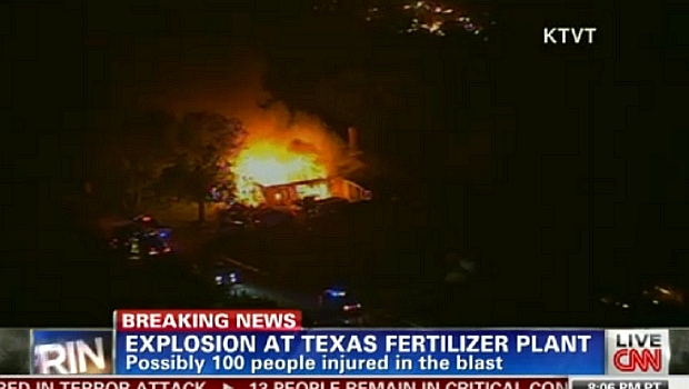 Rede de televisão CNN mostra imagens do incêndio no Texas