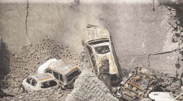 Estacionamento destruído do shopping Westgate, em Nairóbi, capital do Quênia