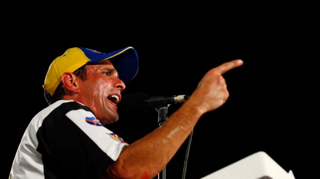 Candidato a presidente Henrique Capriles, durante campanha no estado de Barinas, na Venezuela