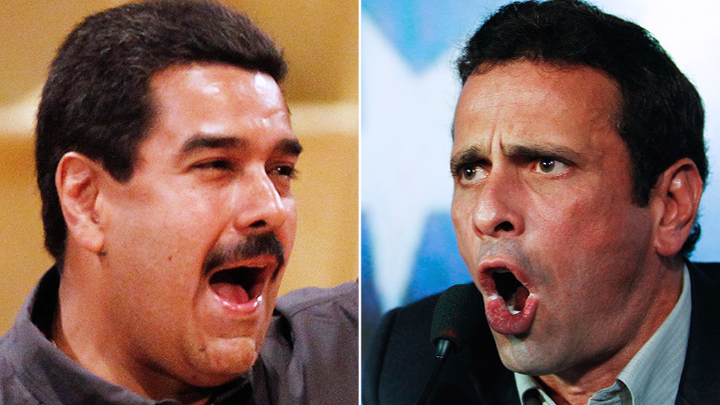 Nicolás Maduro e Henrique Capriles, candidatos à presidência na Venezuela