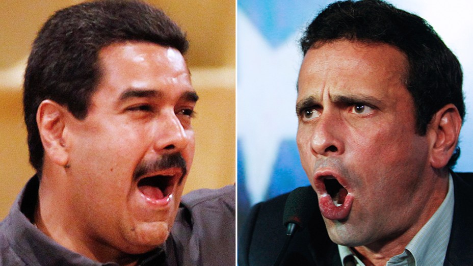 Nicolás Maduro e Enrique Capriles, candidatos à presidência na Venezuela