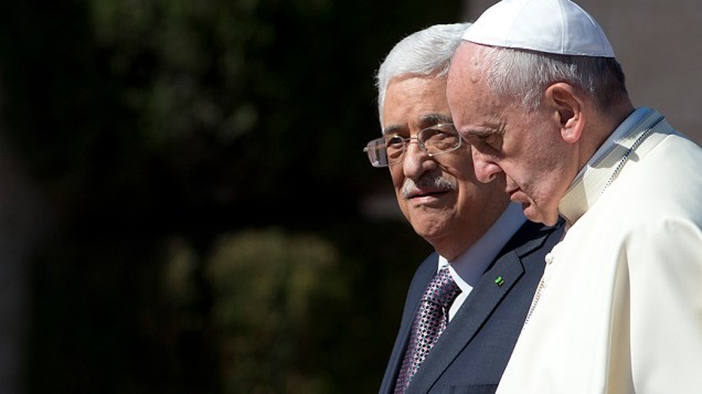 Papa Francisco encontra o presidente da Autoridade Palestina, Mahmoud Abbas, na cidade de Belém, na Cisjordânia