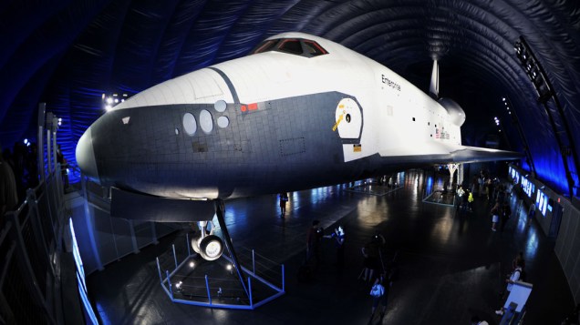 <p>Ônibus espacial Enterprise exposto no Intrepid Sea, Air & Space Museum em Nova York</p>
