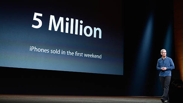 Tim Cook, CEO da da Apple, durante evento na Califórnia