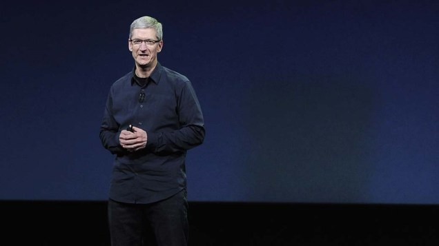  Tim Cook, CEO da Apple, discursa durante o evento em São Francisco, nos Estados Unidos