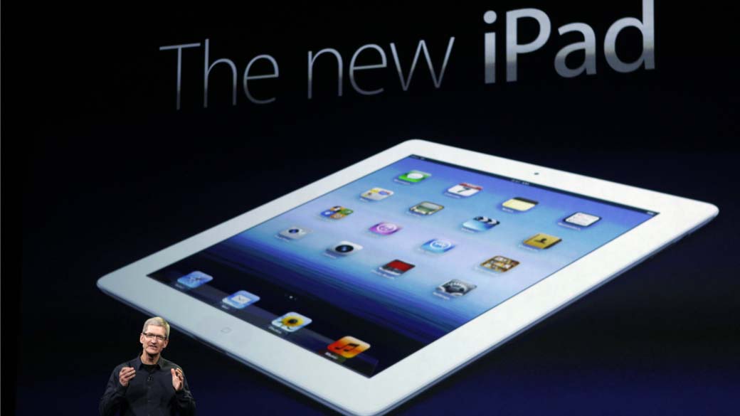 Tim Cook, CEO da Apple, apresenta o novo Ipad 3 durante o evento em São Francisco, nos Estados Unidos