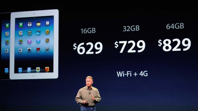 Phil Schiller, vice-presidente global de marketing da Apple, apresenta os preços do Ipad3 durante o evento em São Francisco, nos Estados Unidos