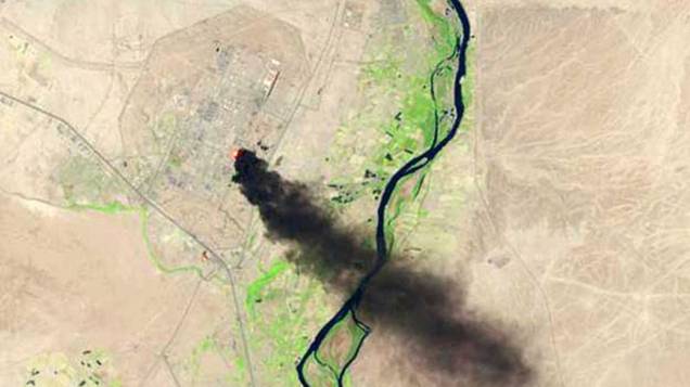 Vista aérea do complexo de Baiji, no Iraque