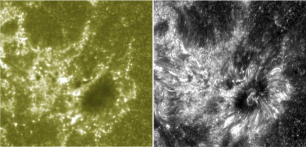 Imagens do Sol feitas pelo telescópio IRIS