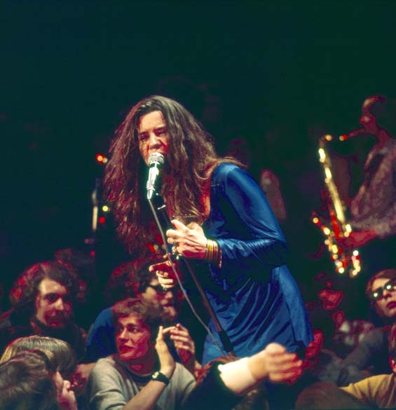 Janis Joplin durante show em Copenhagen, Dinamarca, em abril de 1969