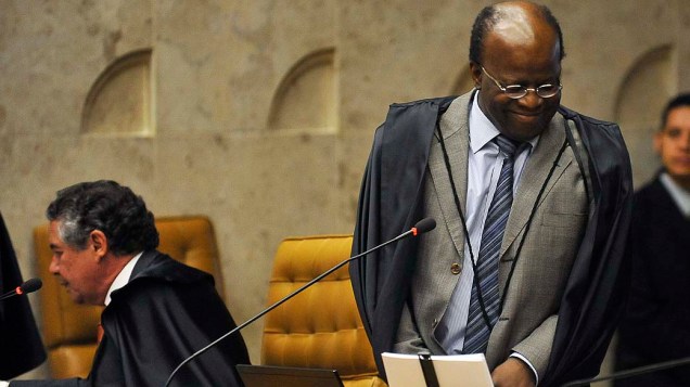 O ministro e relator Joaquim Barbosa no plenário do Supremo Tribunal Federal (STF), em Brasília, durante a 25ª sessão de julgamento do processo do mensalão, em 19/09/2012