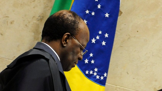 Ministro Joaquim Barbosa, relator, durante o julgamento do mensalão, em 03/10/2012