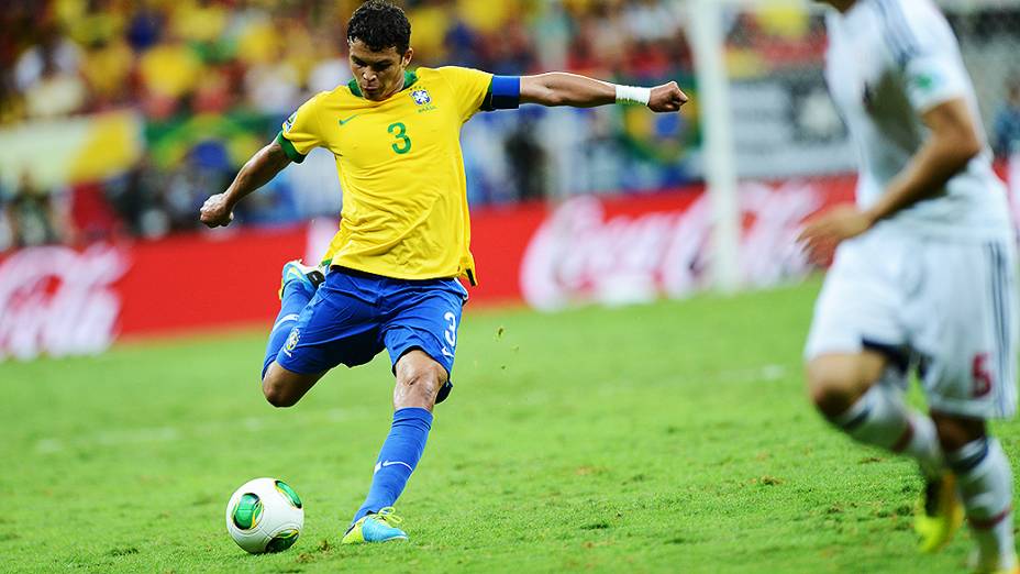 Thiago Silva durante vitória do Brasil contra o Japão na Copa das Confederações, em Brasília