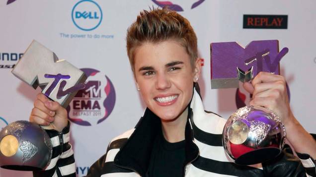 <p>Justin Bieber no MTV Europe Music Awards, na Grã-Bretanha</p>