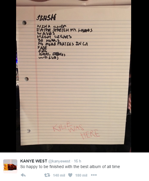 Kanye West divulga a lista de músicas de seu próximo disco