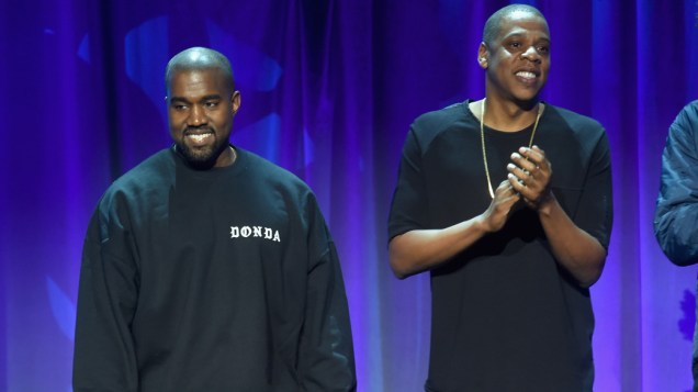 Kanye West e Jay Z no lançamento do Tidal