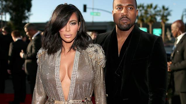 Kim Kardashian e Kanye West, durante a 57ª edição do Grammy, premiação que elege os melhores da música internacional, que acontece neste domingo (08) Kim Kardashian e Kanye West, durante a 57ª edição do Grammy, premiação que elege os melhores da música internacional, que acontece neste domingo (08)