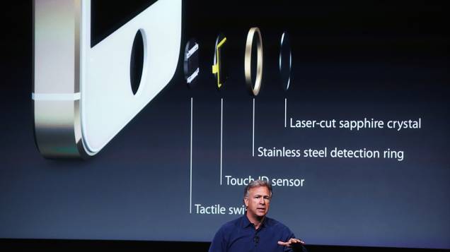 Apple apresenta novo sistema de segurança para o iPhone 5S com sensor de impressões digitais, lançado durante evento da Apple em Cupertino, Califórnia