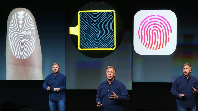 Apple apresenta novo sistema de segurança para o iPhone 5S com sensor de impressões digitais, lançado durante evento da Apple em Cupertino, Califórnia
