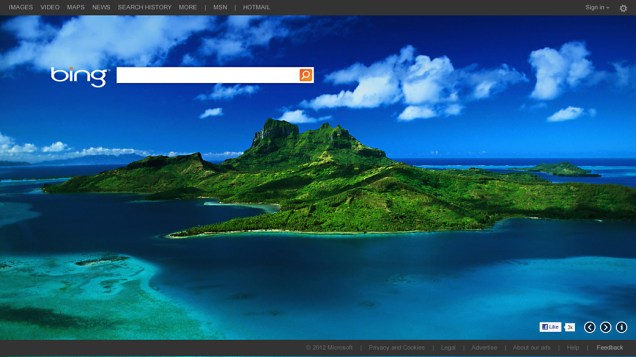 Página do Bing no Internet Explorer 10