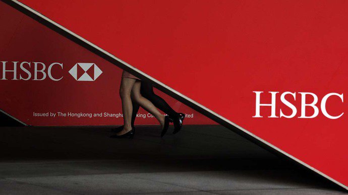 Logos do HSBC na sede do banco em Hong Kong, China