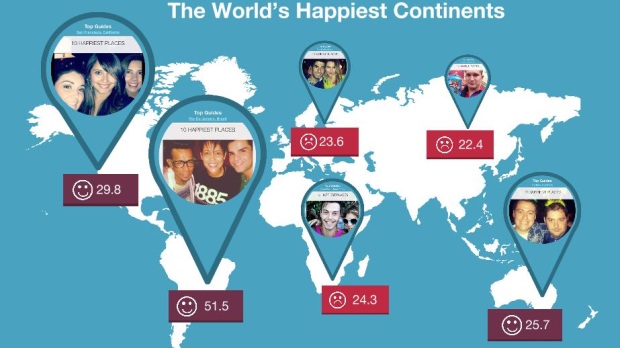 Mapa da "felicidade" no Instagram