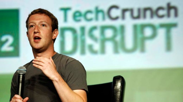 O CEO do Facebook, Mark Zuckerberg, durante a conferência TechCrunch Disrupt em São Francisco, Califórnia