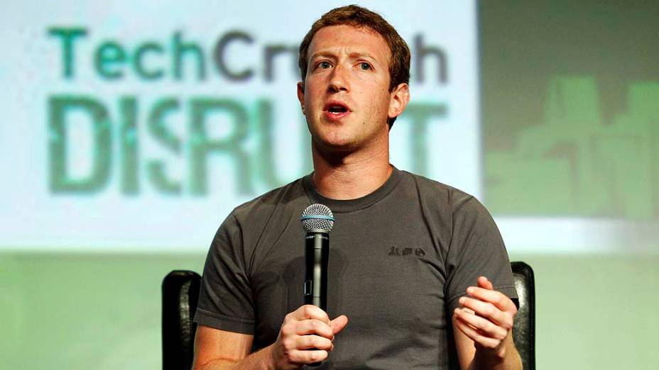 O CEO do Facebook, Mark Zuckerberg, durante a conferência TechCrunch Disrupt em São Francisco, Califórnia