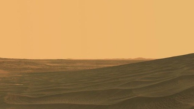 <p>Imagem do "El Dorado Dune Field", montada com fotografias tiradas durante vários dias pelo robô Spirit</p>
