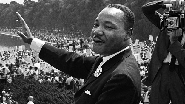 O pastor Martin Luther King, líder da luta pelos direitos civis nos Estados Unidos, numa das manifestações em Washington