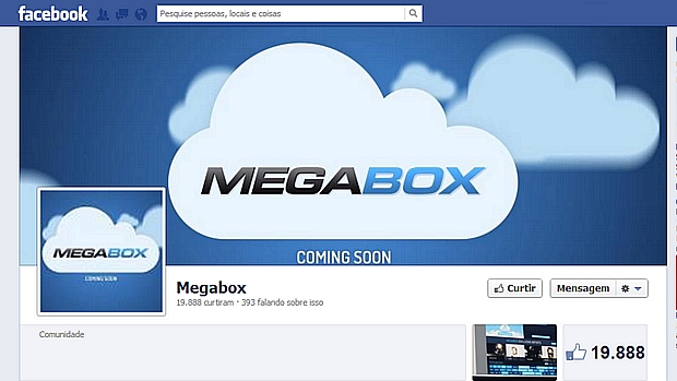 Página do Megabox, o novo Megaupload, no Facebook