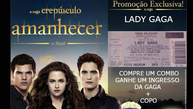 Meme ironiza saldão de ingressos para ver Lady Gaga no Brasil: compre entrada para ver Amanhecer - Parte 2 e leve, junto, pipoca, refrigerante e um bilhete para o show