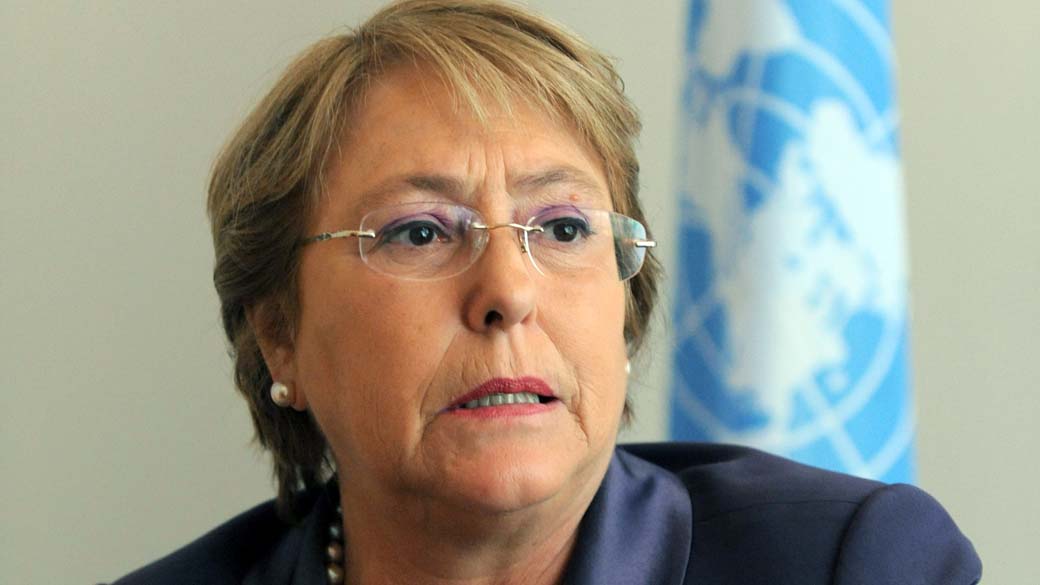 Michelle Bachelet durante conferência no dia da mulher, no Marrocos