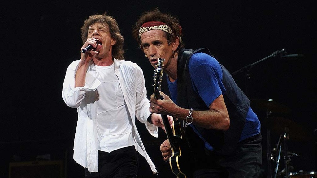 Mick Jagger e Keith Richards durante show dos Rolling Stones