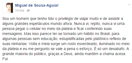 Miguel Falabella desabafa sobre público de teatro no Brasil