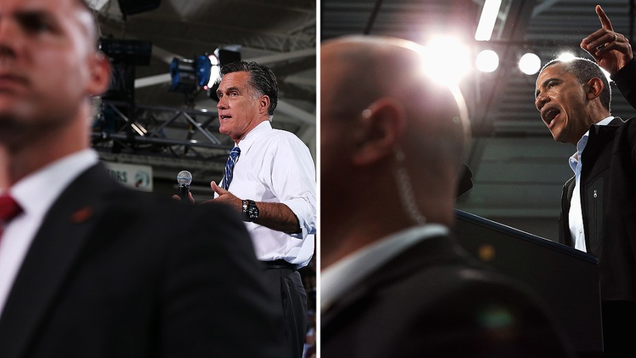Mitt Romney e Barack Obama contaram com um forte esquema de segurança durante a campanha presidencial