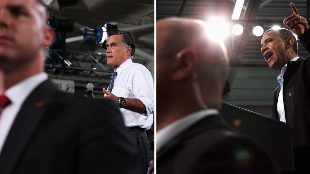 Mitt Romney e Barack Obama contaram com um forte esquema de segurança durante a campanha presidencial