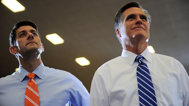 Paul Ryan e Mitt Romney em Ohio, nos Estados Unidos