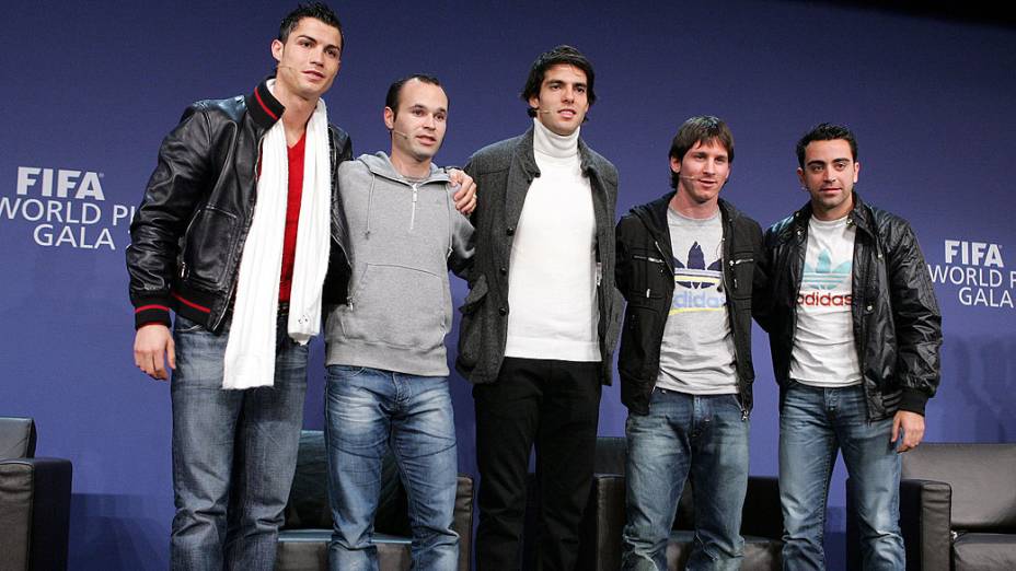 Kaká durante uma conferência de imprensa para o melhor jogador do mundo FIFA 2009