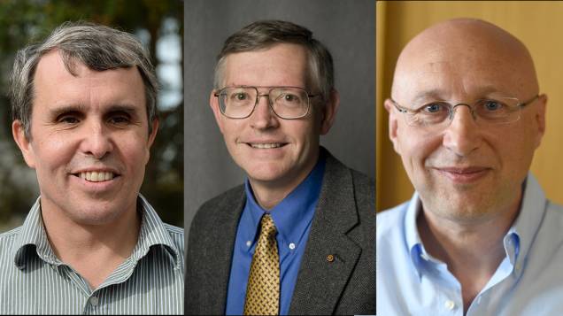 Os vencedores do Nobel de Química 2014: os americanos Eric Betzig, William Moerner e o romeno naturalizado alemão Stefan Hell