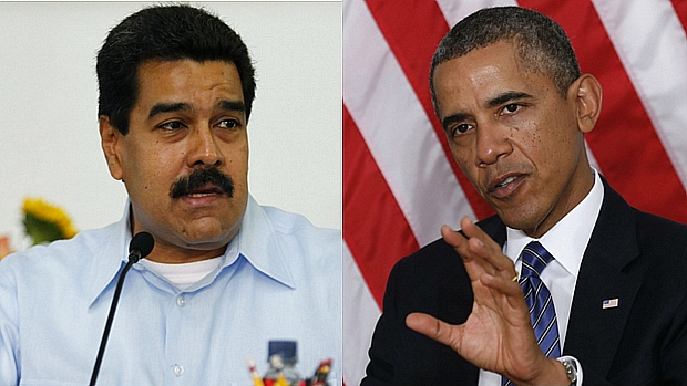 Os presidentes Nicolás Maduro e Barack Obama