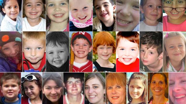 Imagens das vítimas do tiroteio na escola Sandy Hook em Newtown, Connecticut