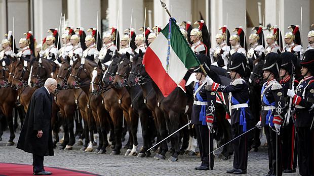 Napolitano em cerimônia de posse no Palácio Quirinale, em Roma