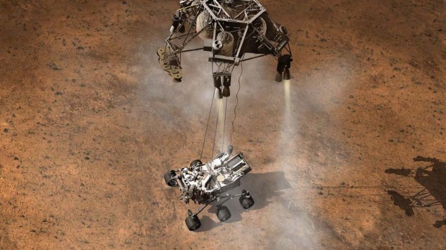 <p>Concepção artística do robô Curiosity da NASA</p>