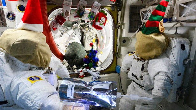 <p>Astronautas comemoram Natal na estação espacial</p>