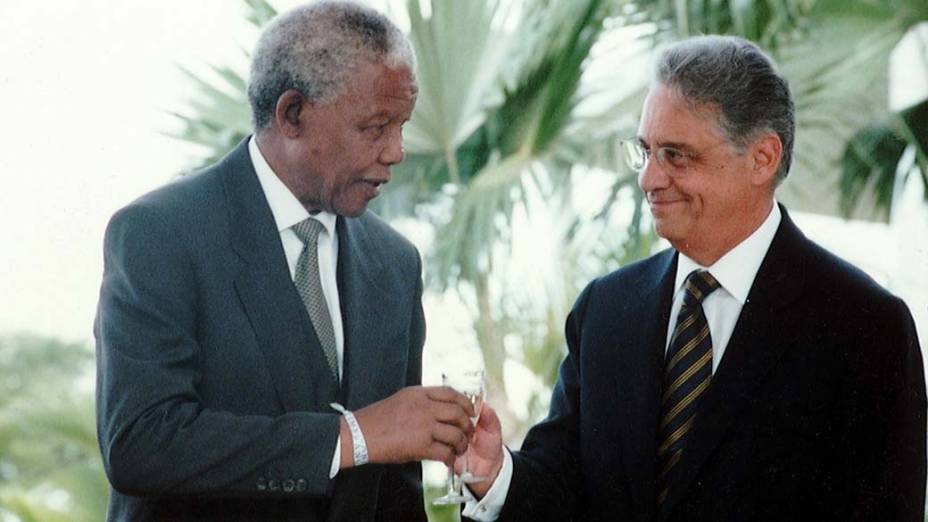Nelson Mandela com Fernando Henrique Cardoso em Brasília