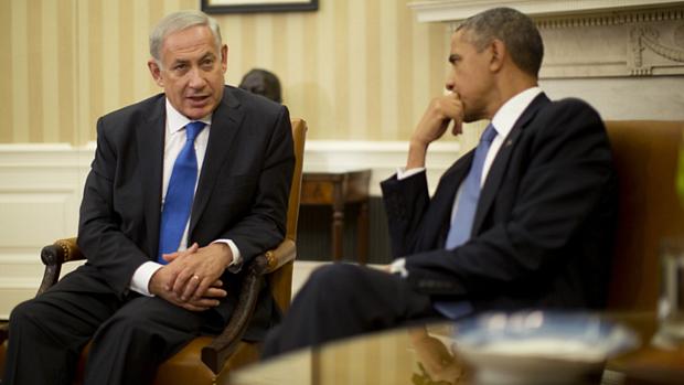 Premiê israelense Benjamin Netanyahu em encontro com Barack Obama na Casa Branca, em Washington