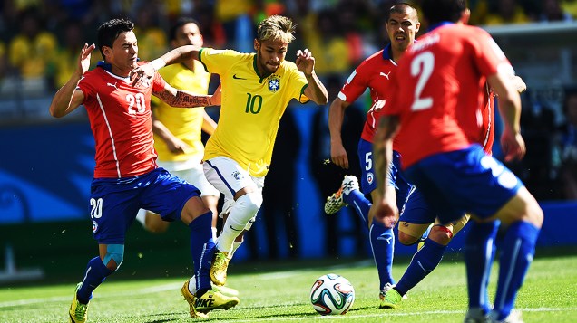 Neymar durante partida contra o Chile, em Belo Horizonte